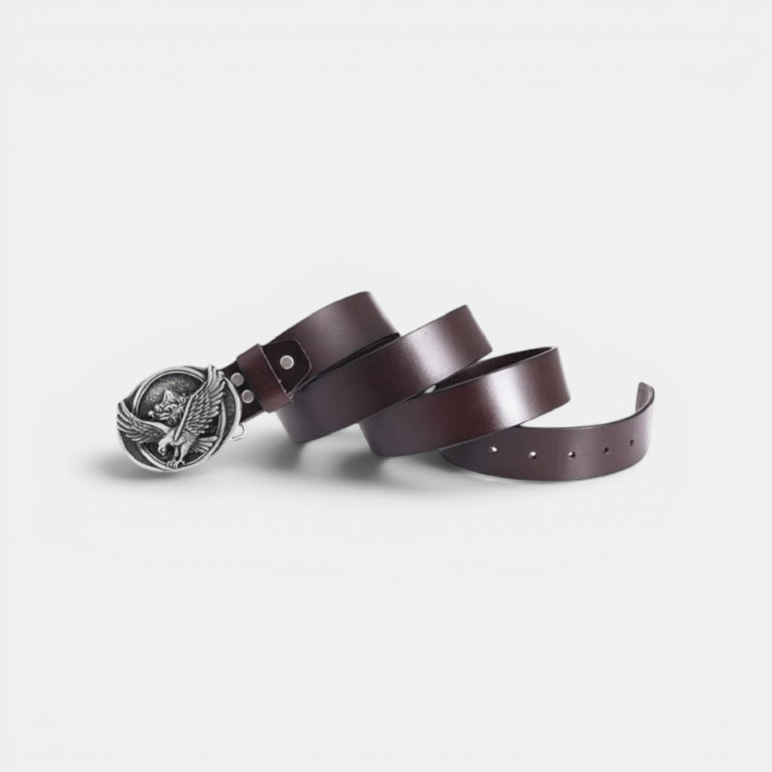 Ceinture Cuir Homme Boucle Western Aigle Café | Kravon
