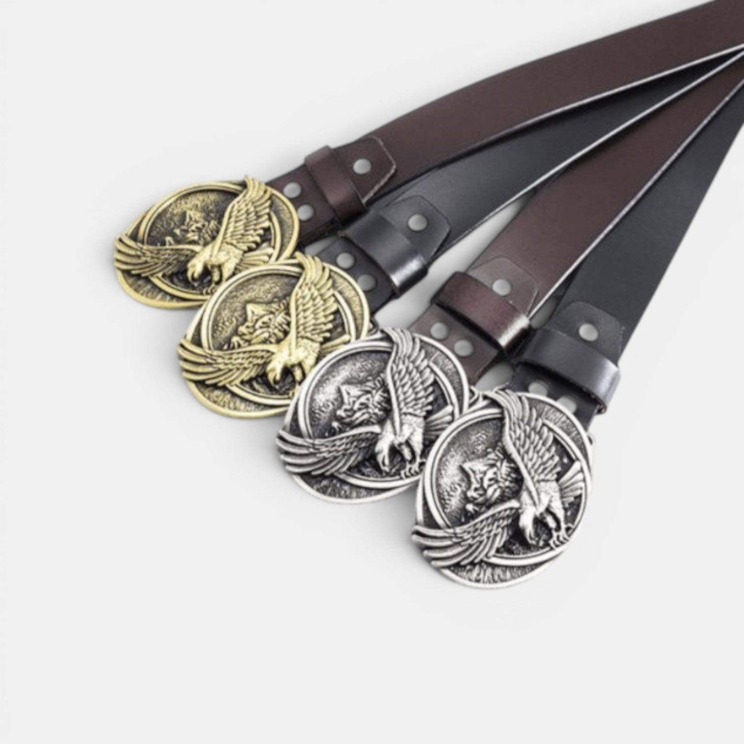 Ceinture Cuir Homme Boucle Western Aigle Café | Kravon