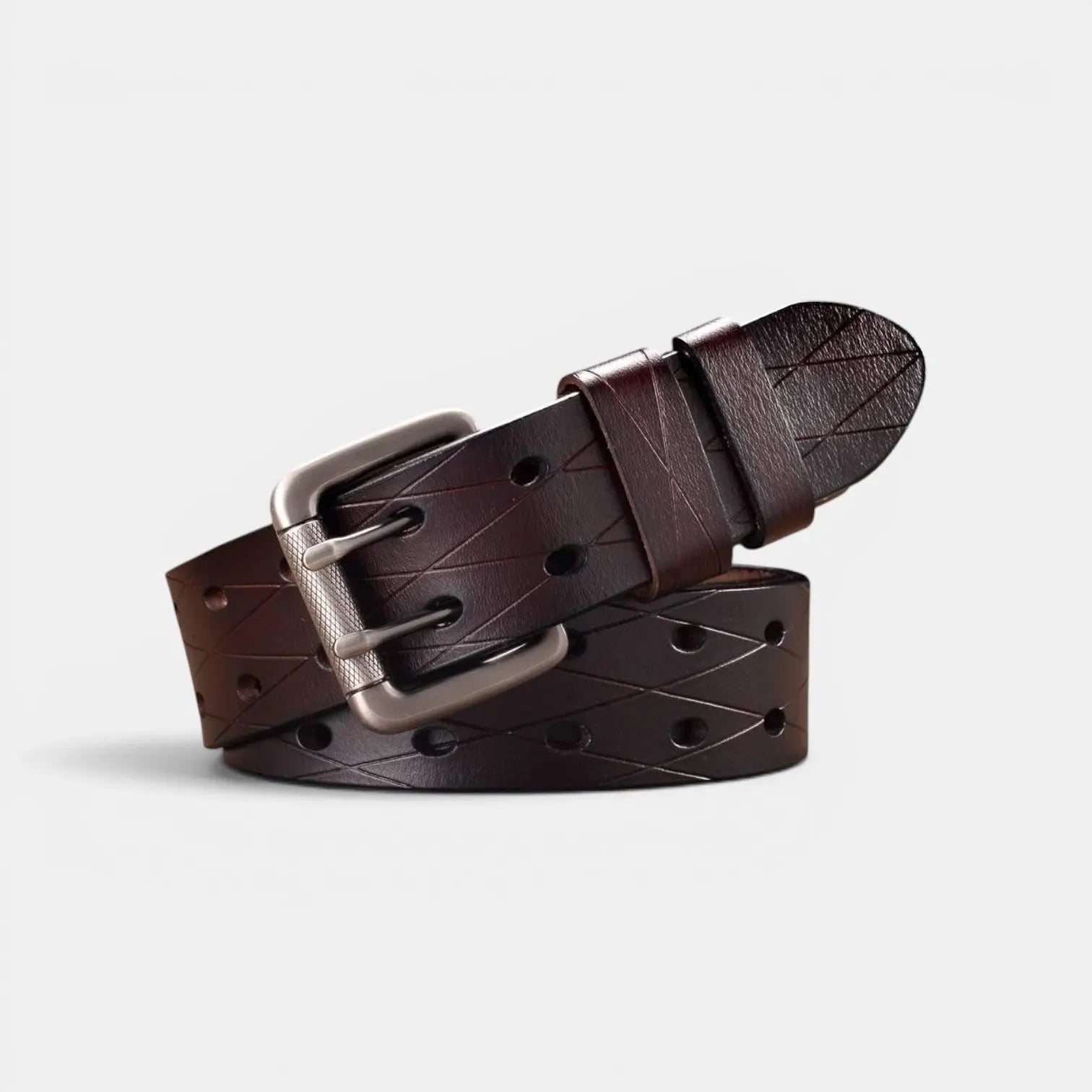 Ceinture Cuir Texturé Double Ardillon Homme Motifs Gravés | Dornex La Maison de la Ceinture