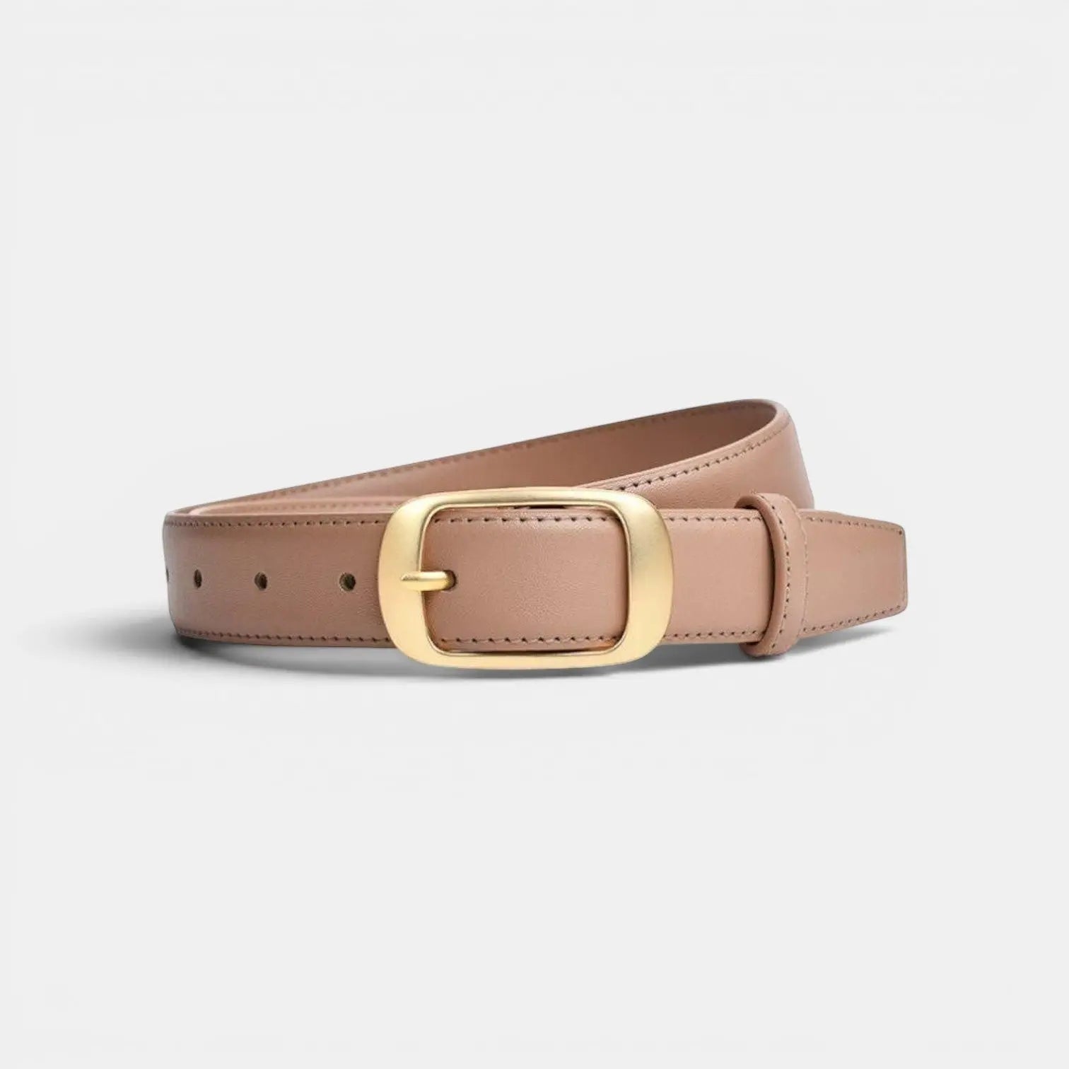 Ceinture Fine Cuir Lisse Boucle Arrondie Dorée Femme | Talvex La Maison de la Ceinture