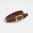 Ceinture Fine Cuir Lisse Boucle Arrondie Dorée Femme | Talvex La Maison de la Ceinture