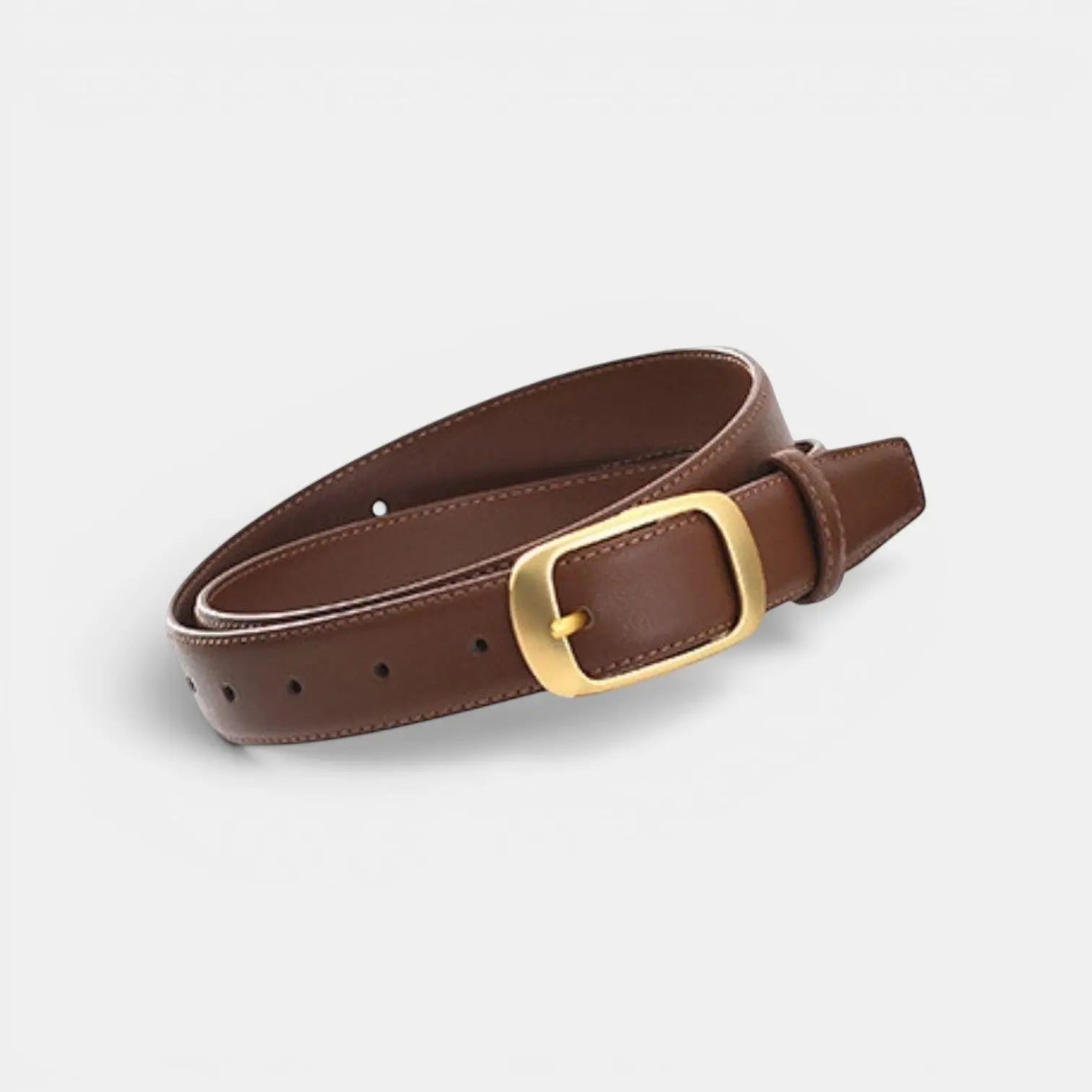 Ceinture Fine Cuir Lisse Boucle Arrondie Dorée Femme | Talvex La Maison de la Ceinture