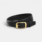 Ceinture Fine Cuir Lisse Boucle Arrondie Dorée Femme | Talvex La Maison de la Ceinture