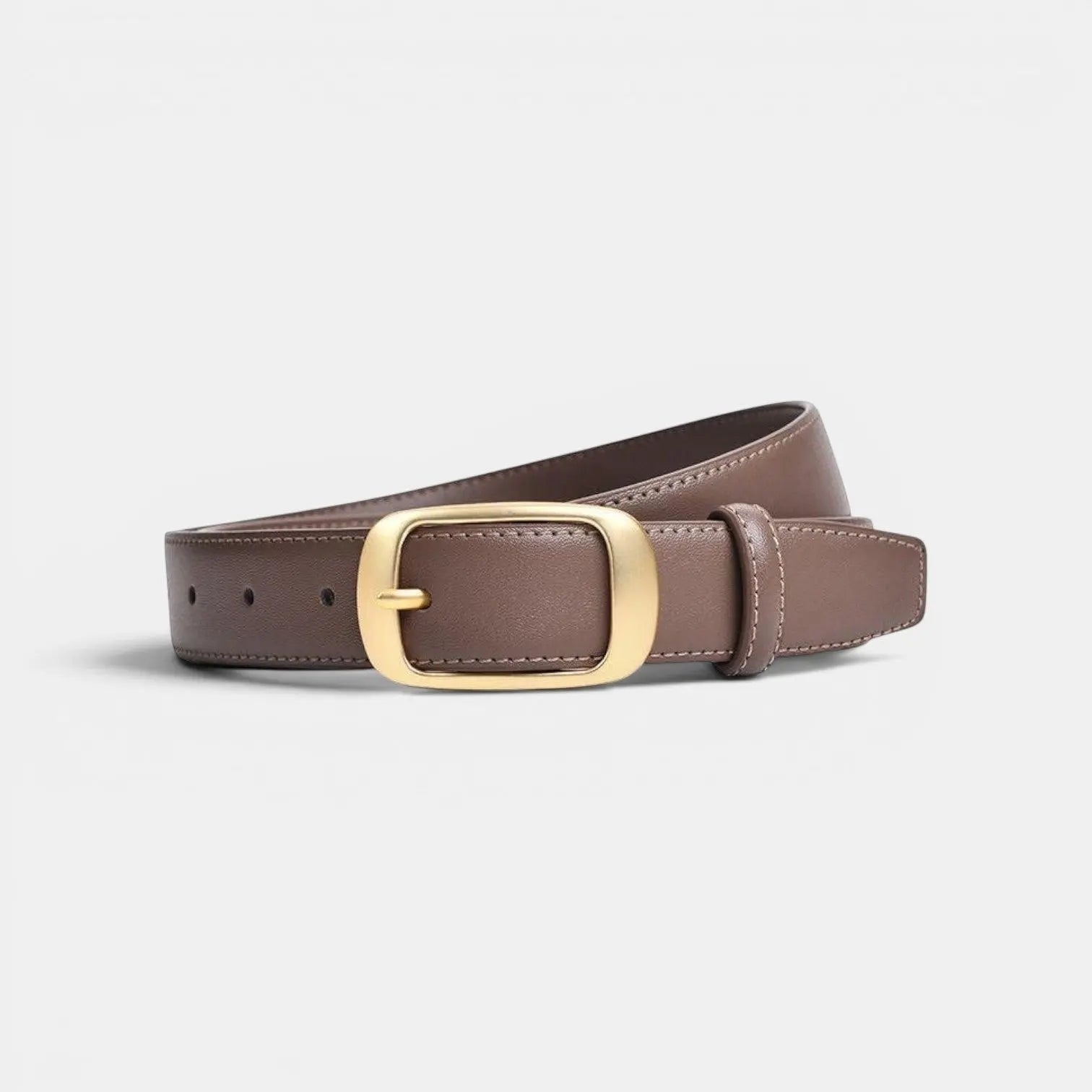 Ceinture Fine Cuir Lisse Boucle Arrondie Dorée Femme | Talvex La Maison de la Ceinture
