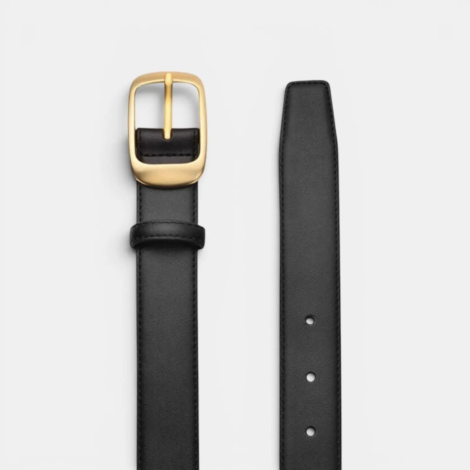 Ceinture Fine Cuir Lisse Boucle Arrondie Dorée Femme | Talvex La Maison de la Ceinture