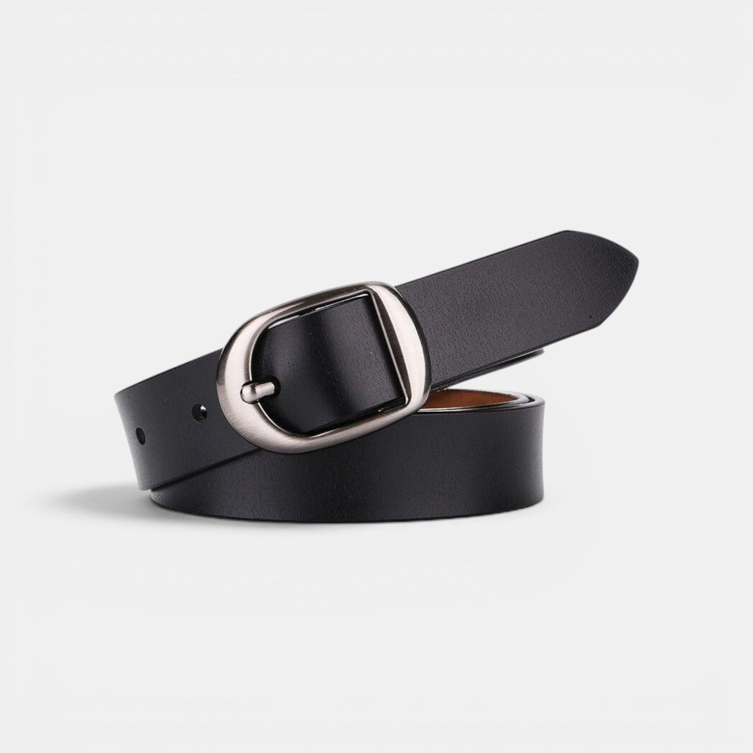 Ceinture Cuir Femme Boucle Arrondie Café | Norvella