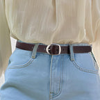 Ceinture Cuir Femme Boucle Arrondie Café | Norvella
