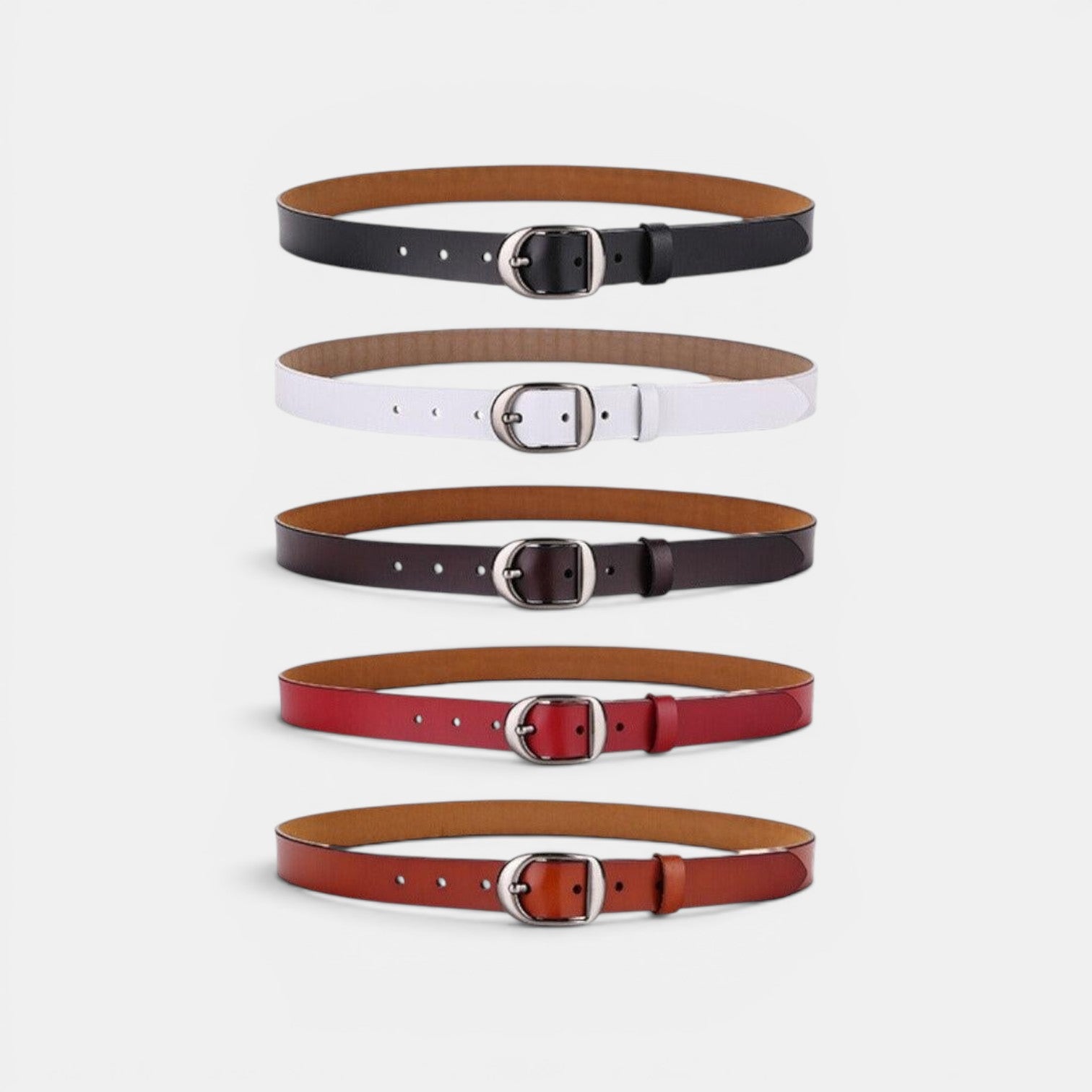 Ceinture Cuir Femme Boucle Arrondie Café | Norvella