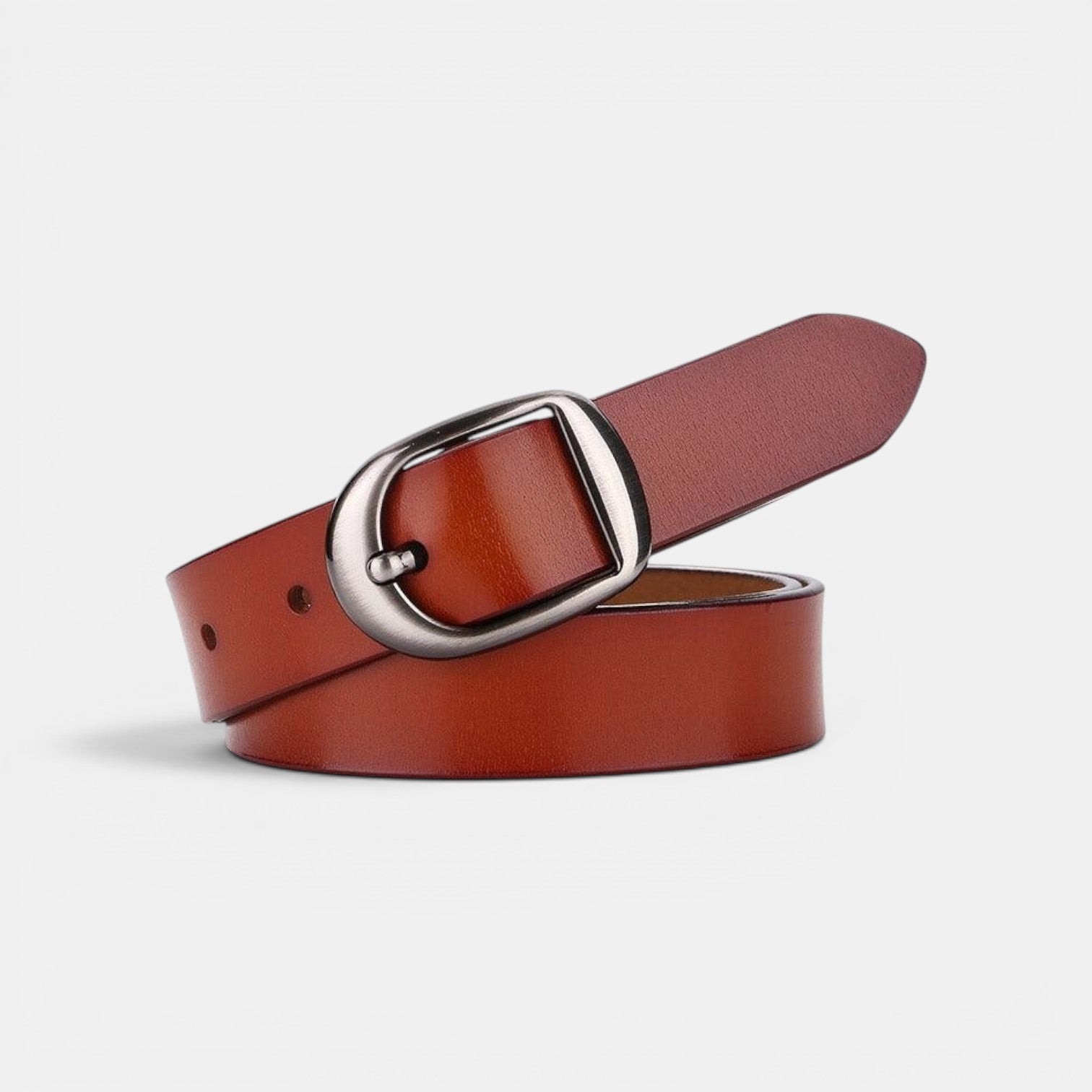 Ceinture Cuir Femme Boucle Arrondie Café | Norvella
