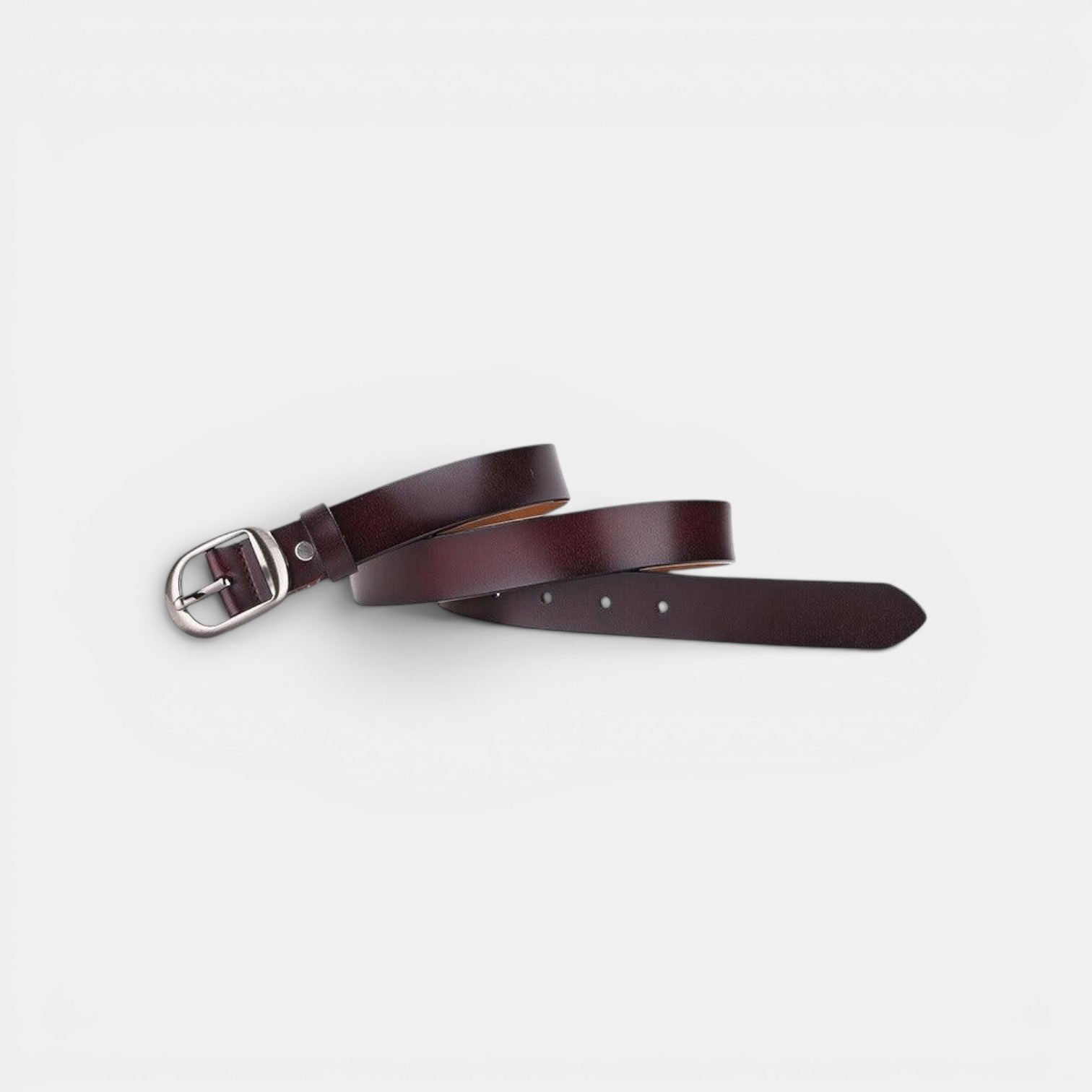 Ceinture Cuir Femme Boucle Arrondie Café | Norvella