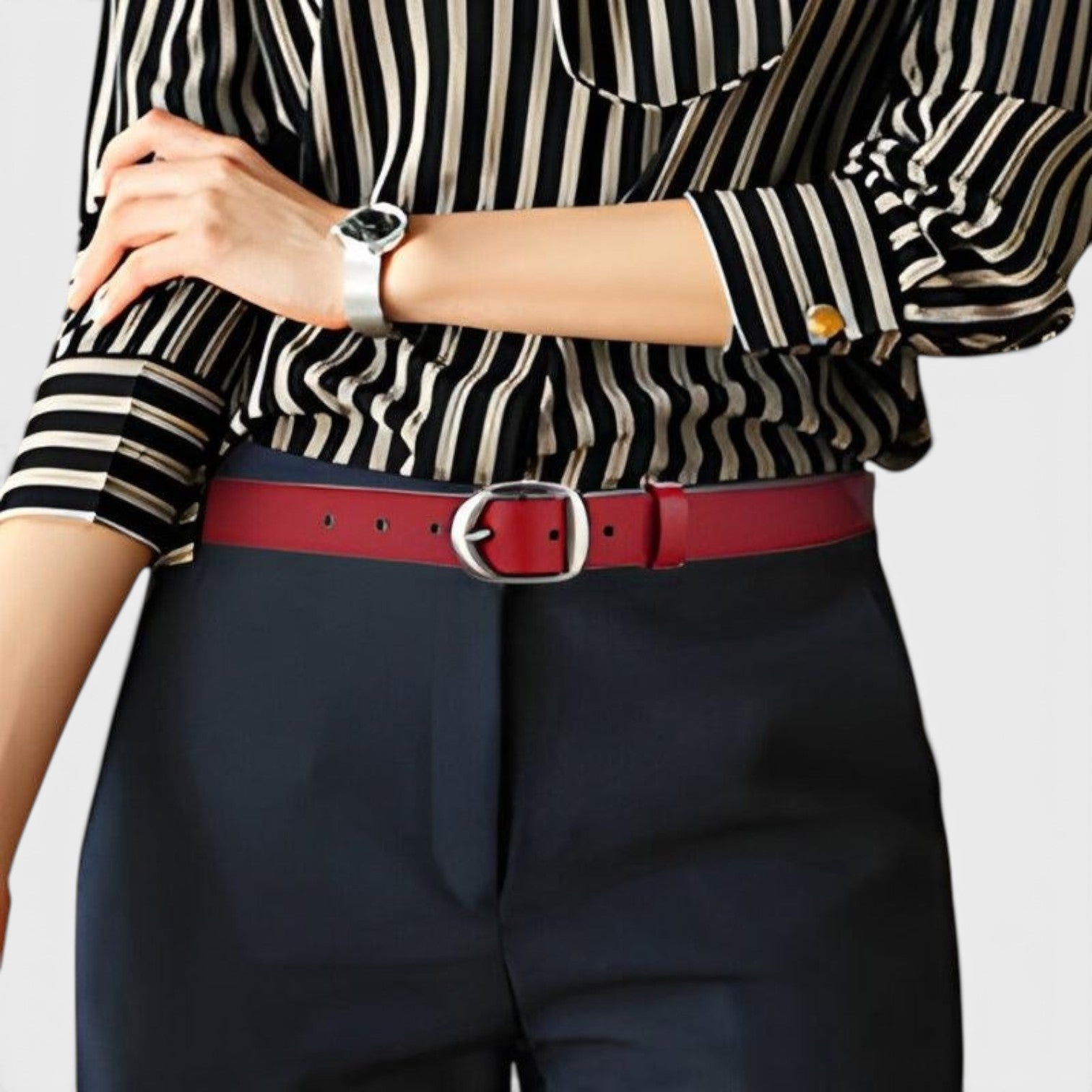 Ceinture Cuir Femme Boucle Arrondie Café | Norvella