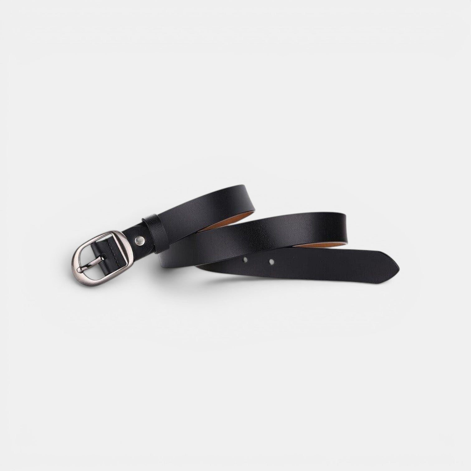 Ceinture Cuir Femme Boucle Arrondie Café | Norvella
