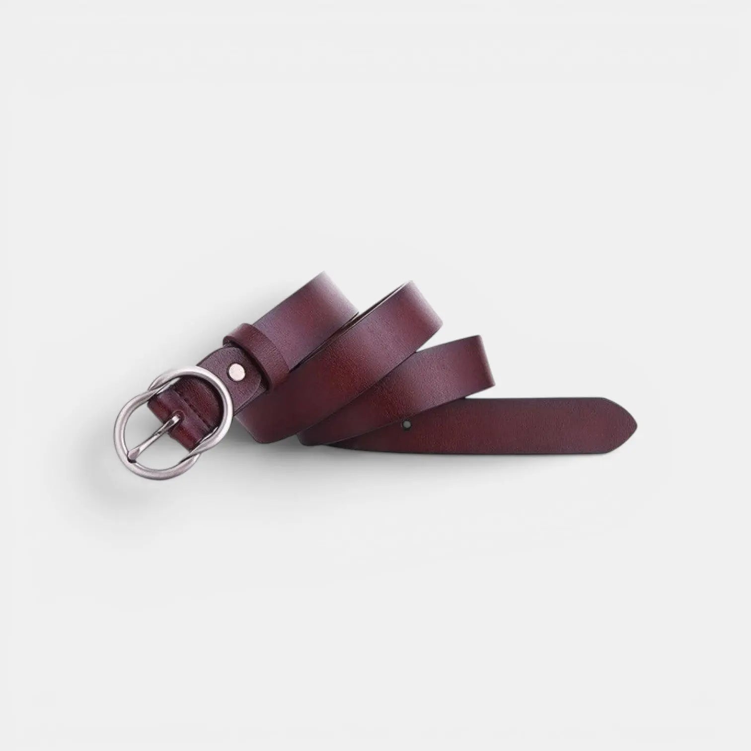 Ceinture Fine Cuir Lisse Boucle Arrondie Vintage Femme | Cravix La Maison de la Ceinture