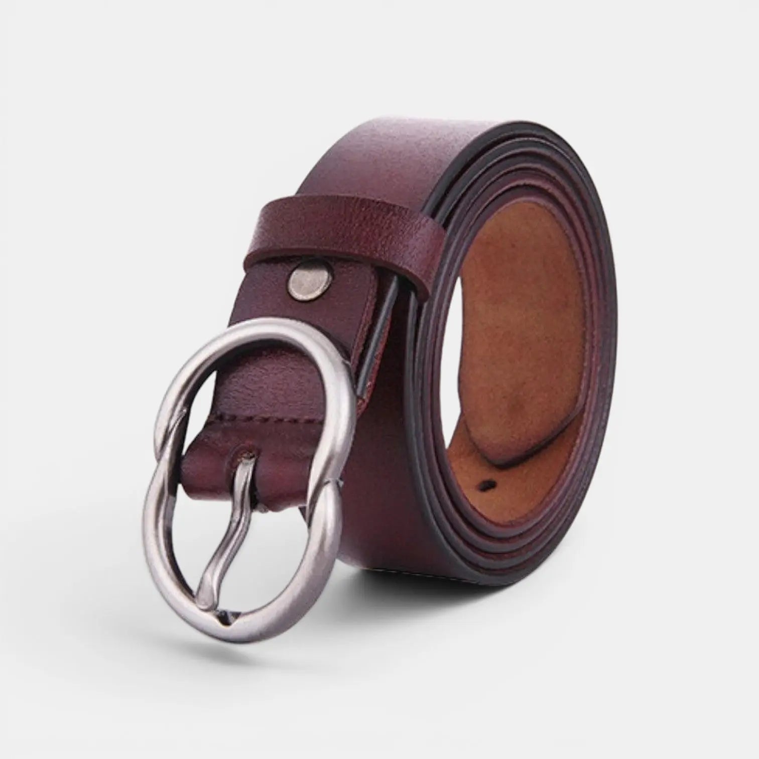 Ceinture Fine Cuir Lisse Boucle Arrondie Vintage Femme | Cravix La Maison de la Ceinture