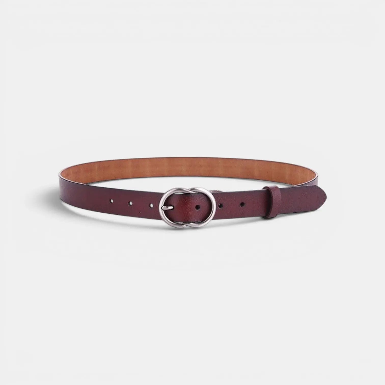 Ceinture Fine Cuir Lisse Boucle Arrondie Vintage Femme | Cravix La Maison de la Ceinture