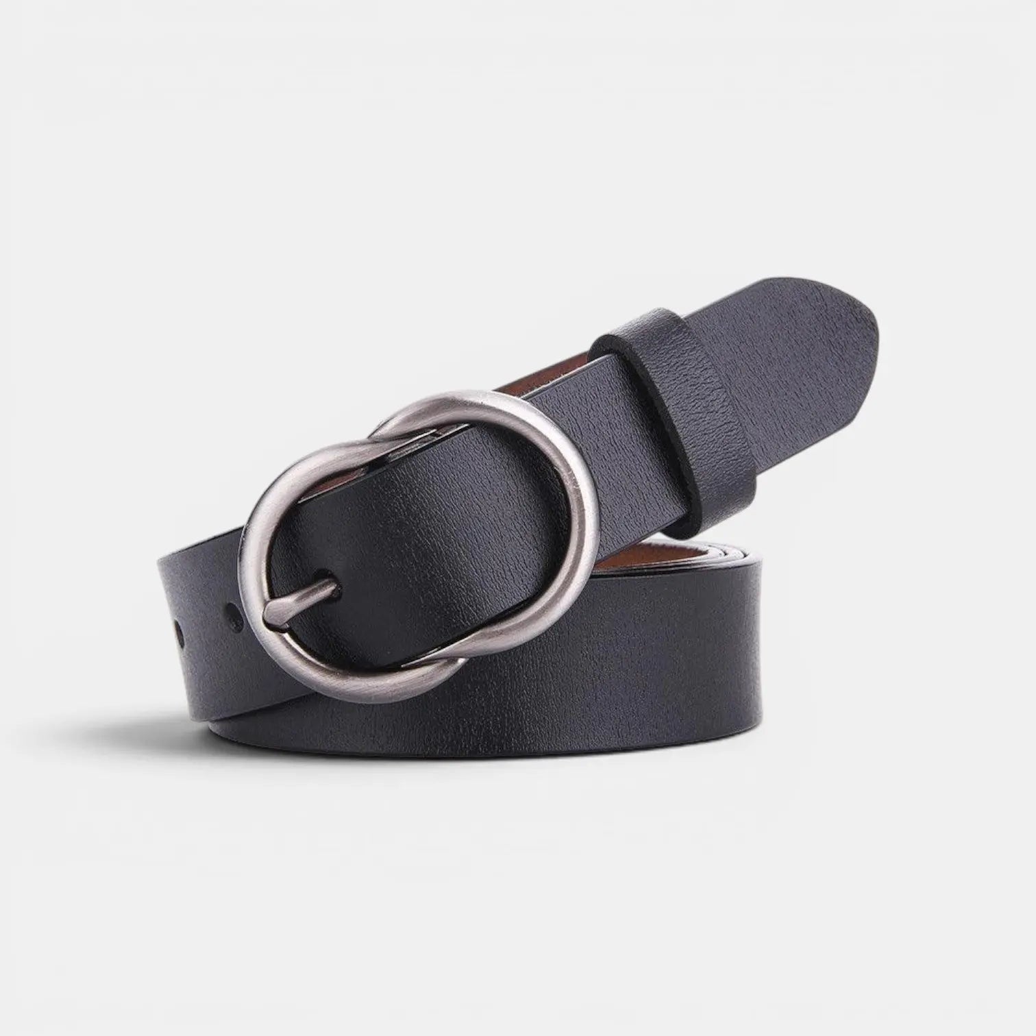 Ceinture Fine Cuir Lisse Boucle Arrondie Vintage Femme | Cravix La Maison de la Ceinture