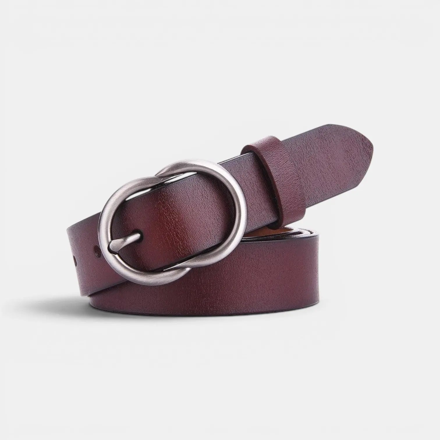 Ceinture Fine Cuir Lisse Boucle Arrondie Vintage Femme | Cravix La Maison de la Ceinture