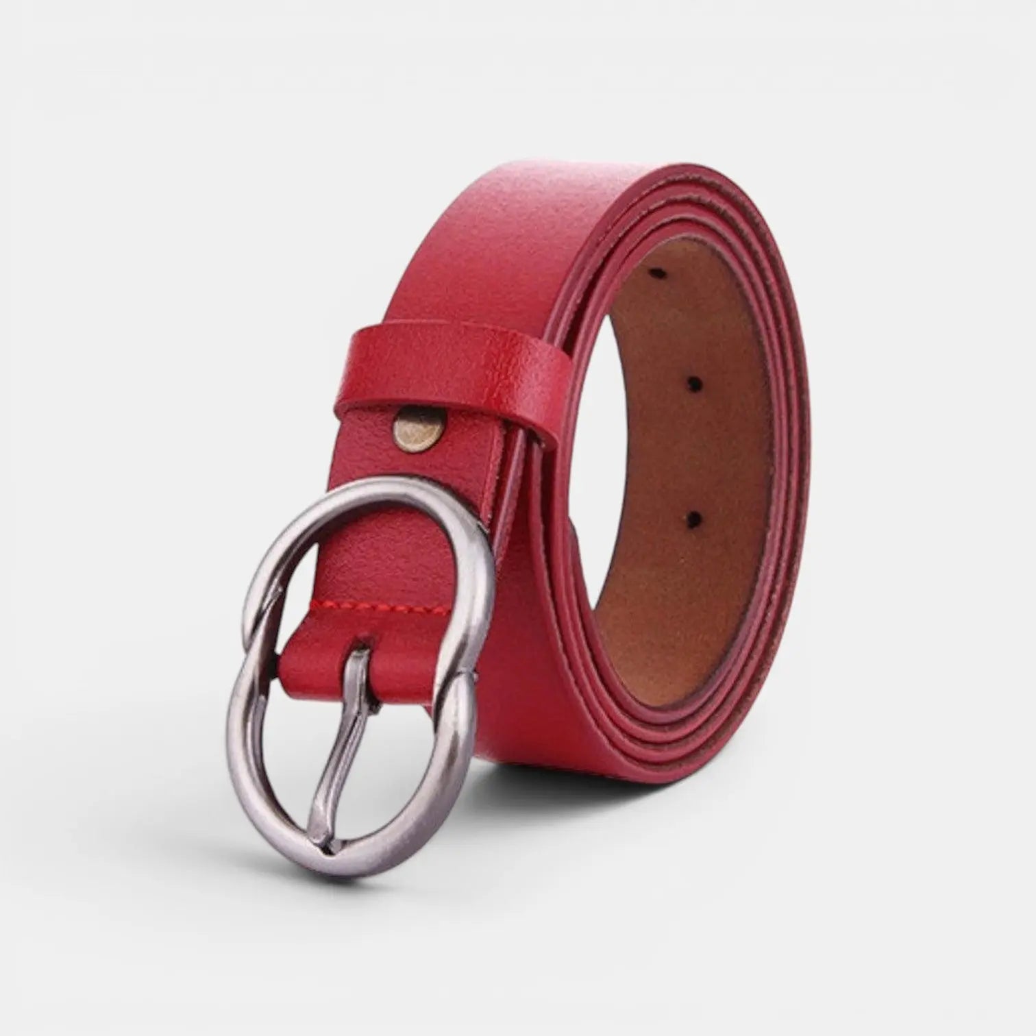 Ceinture Fine Cuir Lisse Boucle Arrondie Vintage Femme | Cravix La Maison de la Ceinture