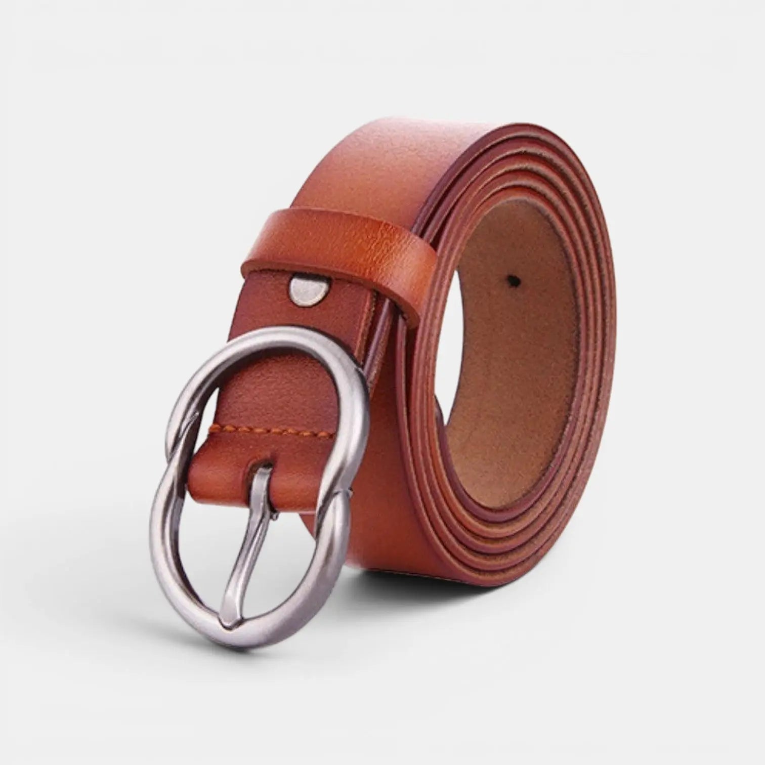 Ceinture Fine Cuir Lisse Boucle Arrondie Vintage Femme | Cravix La Maison de la Ceinture