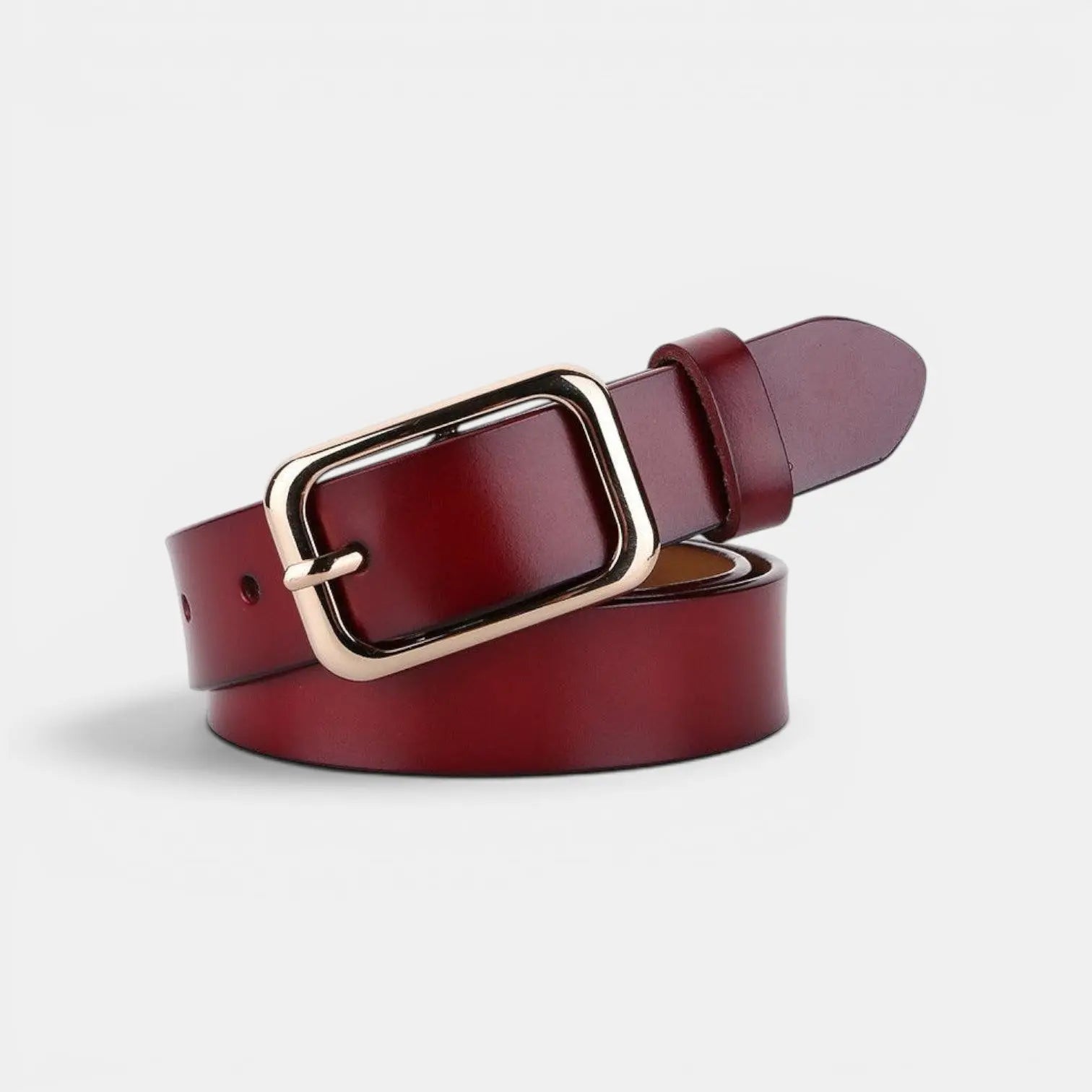 Ceinture Fine Cuir Lisse Femme Boucle Arrondie Dorée | Sorvel La Maison de la Ceinture