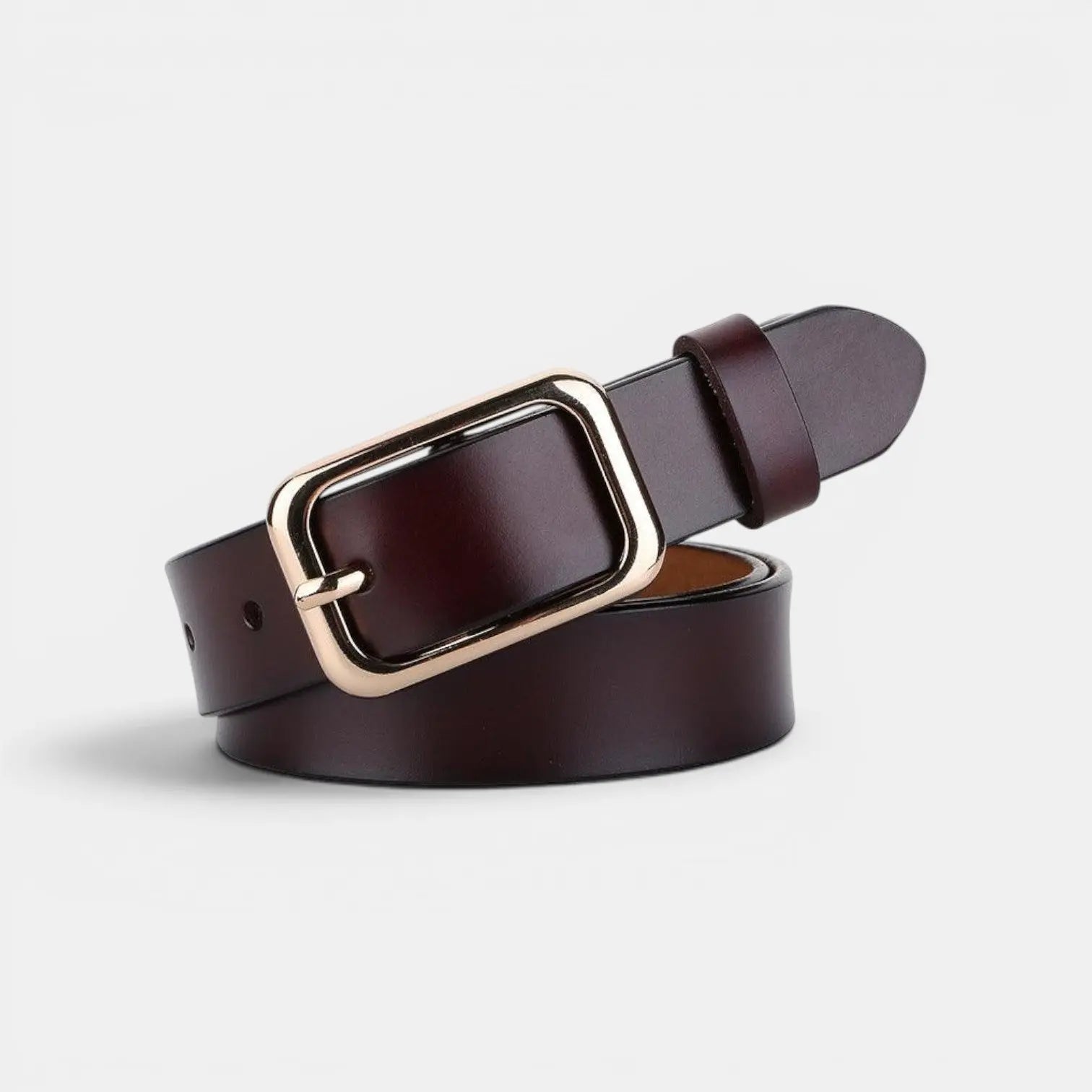 Ceinture Fine Cuir Lisse Femme Boucle Arrondie Dorée | Sorvel La Maison de la Ceinture
