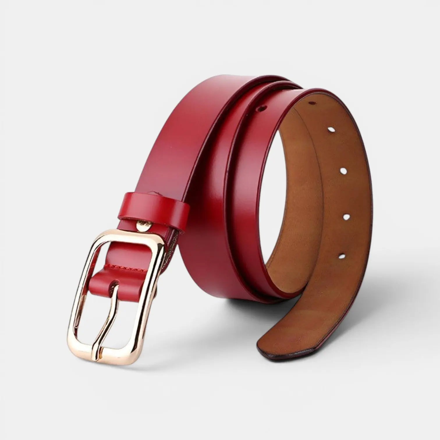Ceinture Fine Cuir Lisse Femme Boucle Arrondie Dorée | Sorvel La Maison de la Ceinture