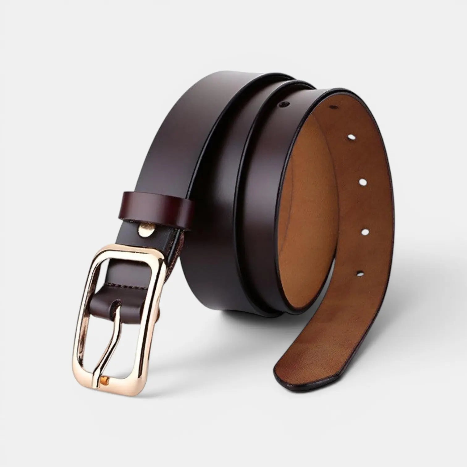 Ceinture Fine Cuir Lisse Femme Boucle Arrondie Dorée | Sorvel La Maison de la Ceinture