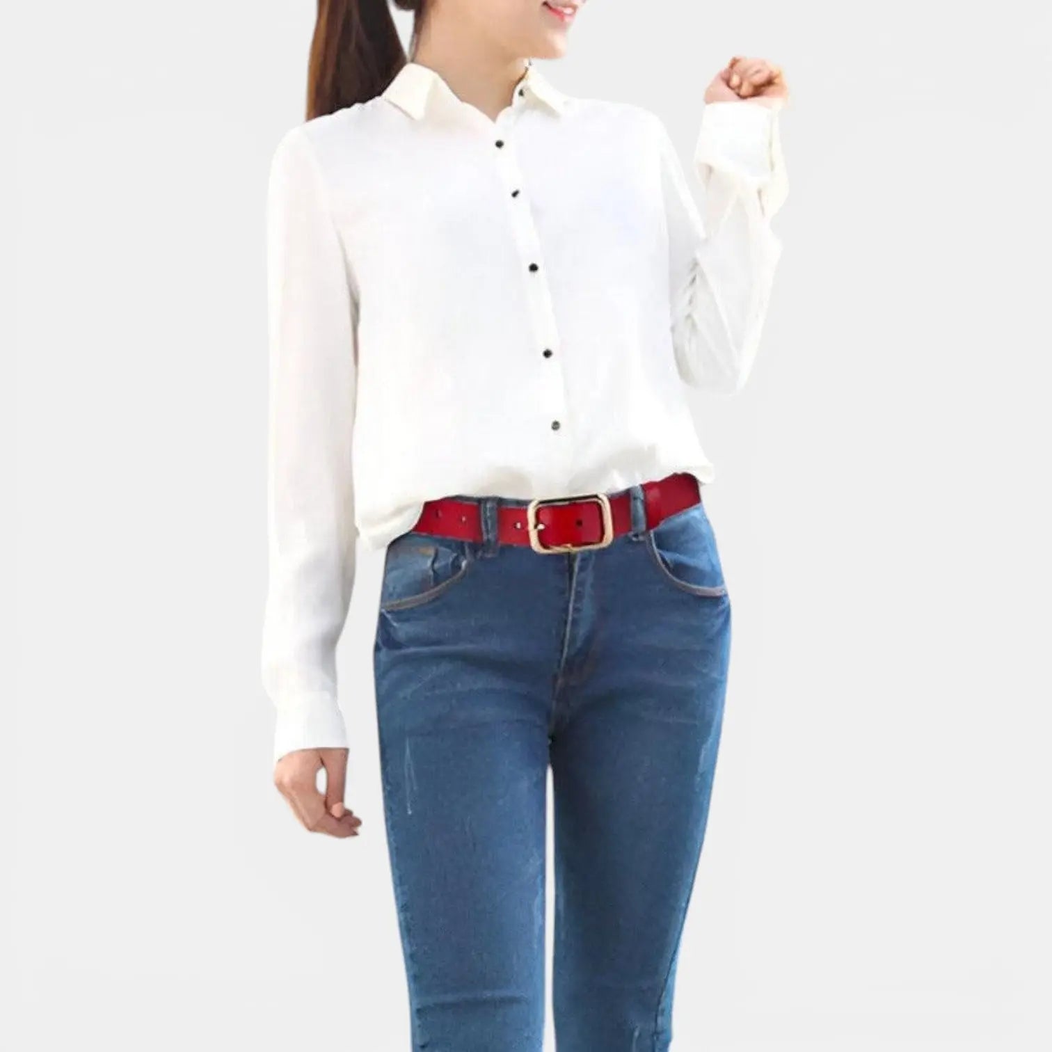 Ceinture Fine Cuir Lisse Femme Boucle Arrondie Dorée | Sorvel La Maison de la Ceinture