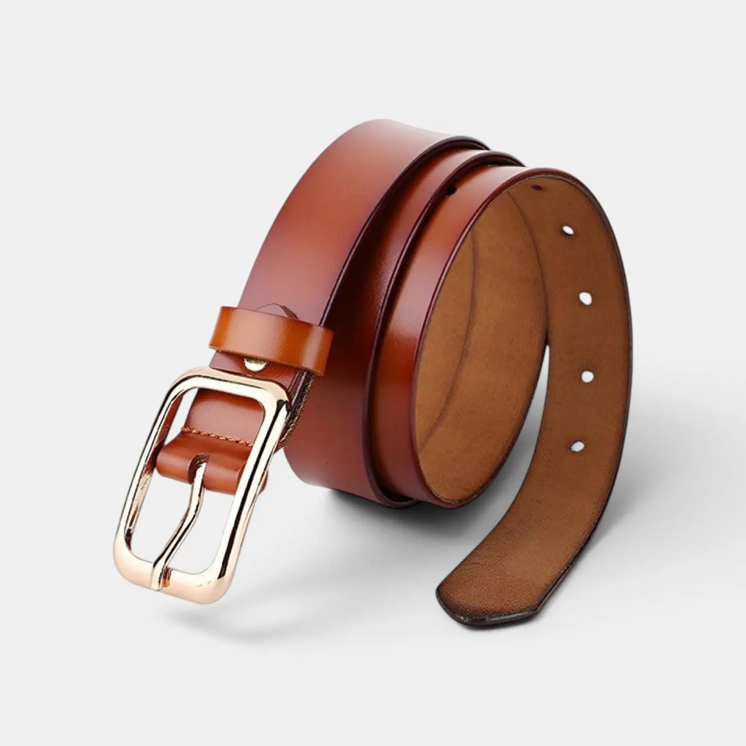 Ceinture Fine Cuir Lisse Femme Boucle Arrondie Dorée | Sorvel La Maison de la Ceinture