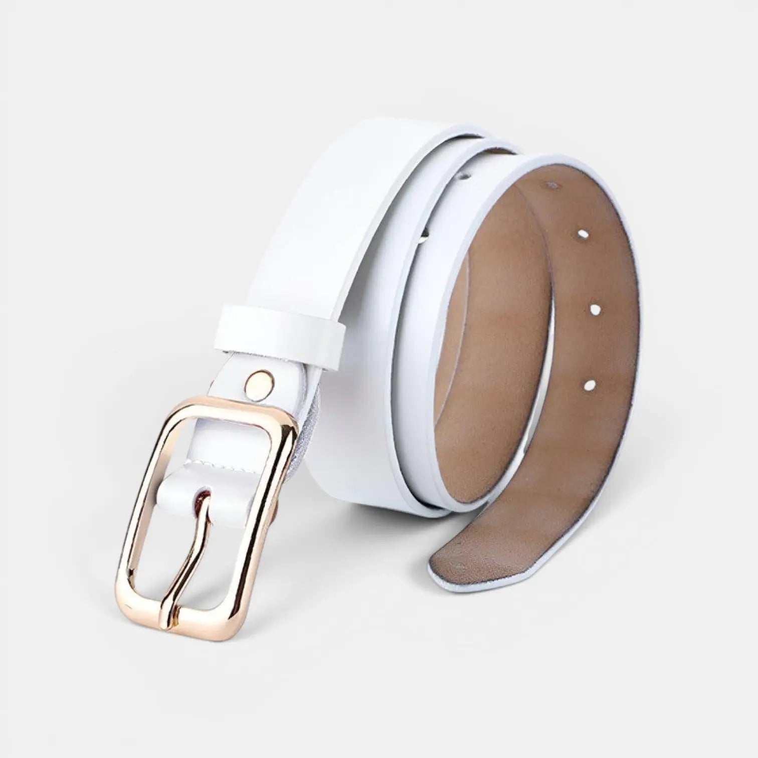 Ceinture Fine Cuir Lisse Femme Boucle Arrondie Dorée | Sorvel La Maison de la Ceinture