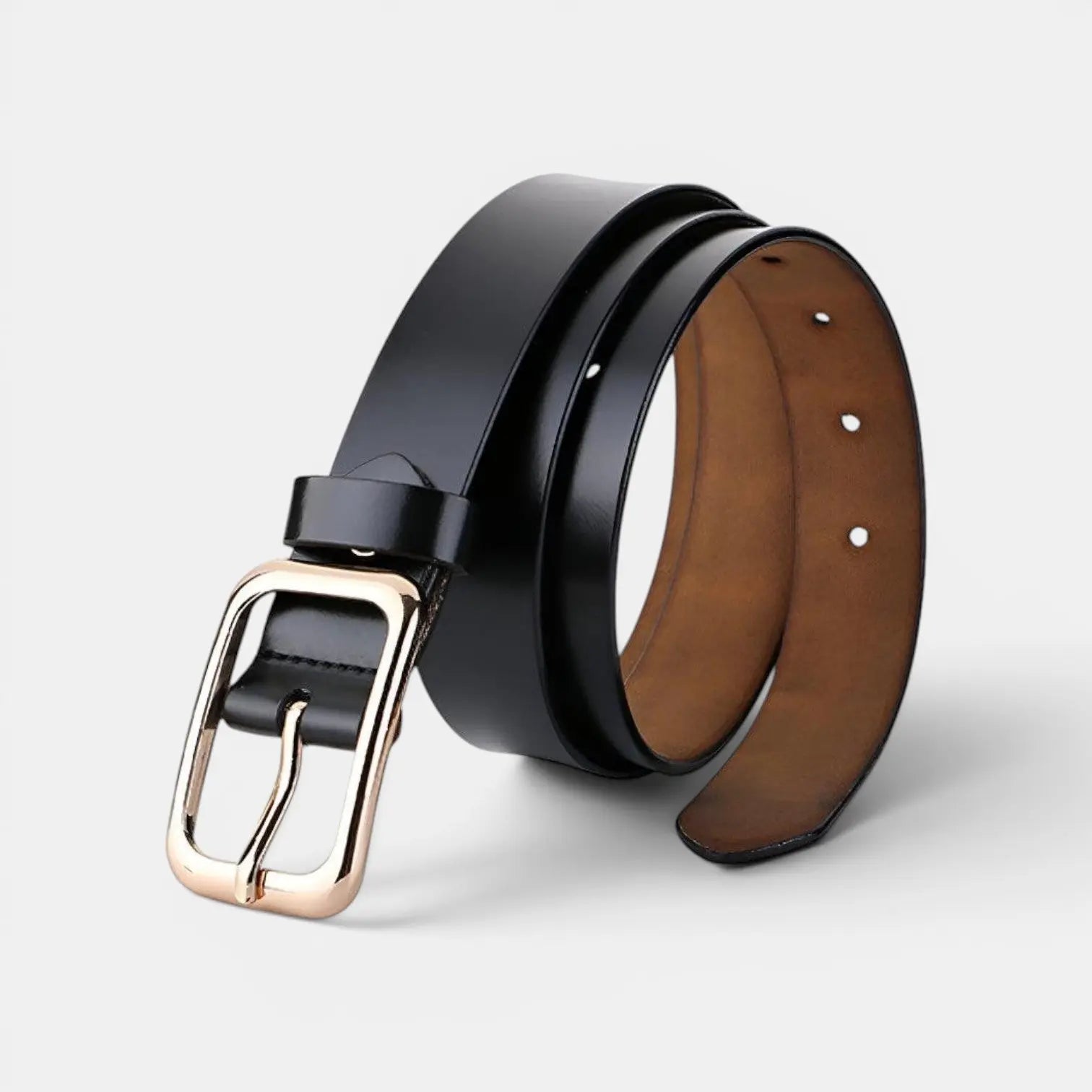 Ceinture Fine Cuir Lisse Femme Boucle Arrondie Dorée | Sorvel La Maison de la Ceinture