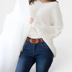 Ceinture Fine Cuir Lisse Femme Boucle Arrondie Dorée | Sorvel La Maison de la Ceinture
