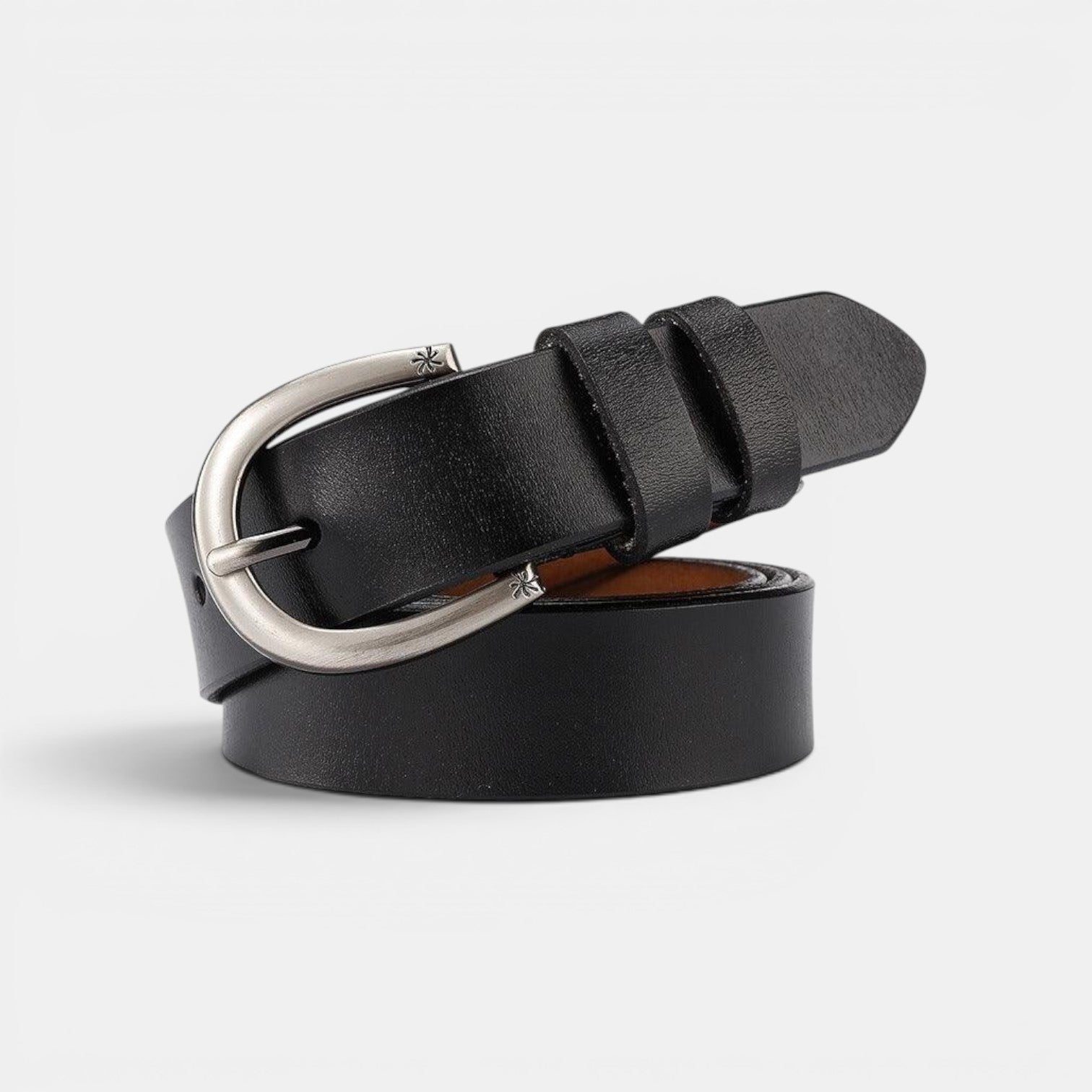 Ceinture Cuir Femme Boucle Étoile Argentée Marron | Nalvie