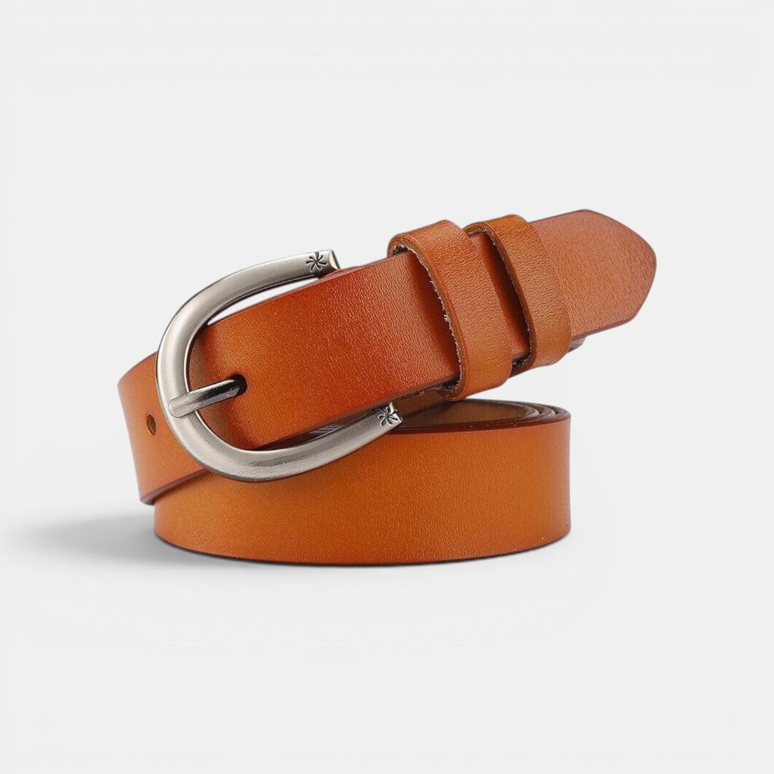 Ceinture Cuir Femme Boucle Étoile Argentée Marron | Nalvie