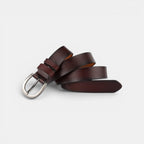 Ceinture Cuir Femme Boucle Étoile Argentée Marron | Nalvie