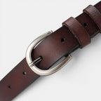Ceinture Cuir Femme Boucle Étoile Argentée Marron | Nalvie