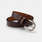 Ceinture Cuir Femme Boucle Étoile Argentée Marron | Nalvie