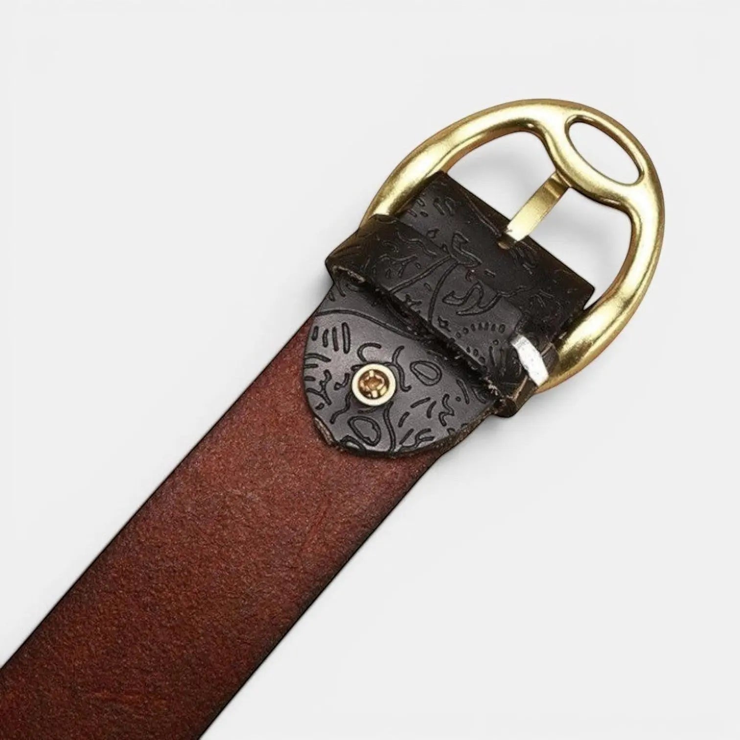 Ceinture Cuir Texturé Femme Motifs Floraux Boucle Ovale Dorée | Florvex La Maison de la Ceinture