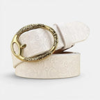 Ceinture Cuir Texturé Femme Motifs Floraux Boucle Ovale Dorée | Florvex La Maison de la Ceinture