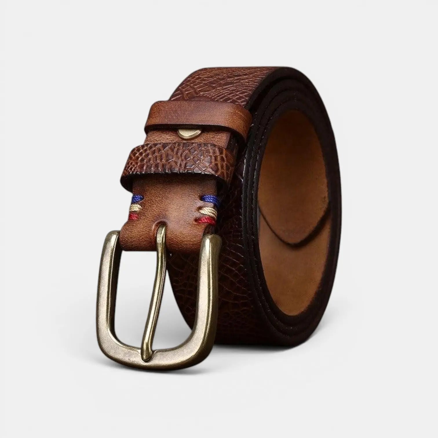 Ceinture Cuir Pleine Fleur Texturé Boucle Laiton Femme | Elvax La Maison de la Ceinture