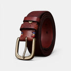 Ceinture Cuir Pleine Fleur Texturé Boucle Laiton Femme | Elvax La Maison de la Ceinture