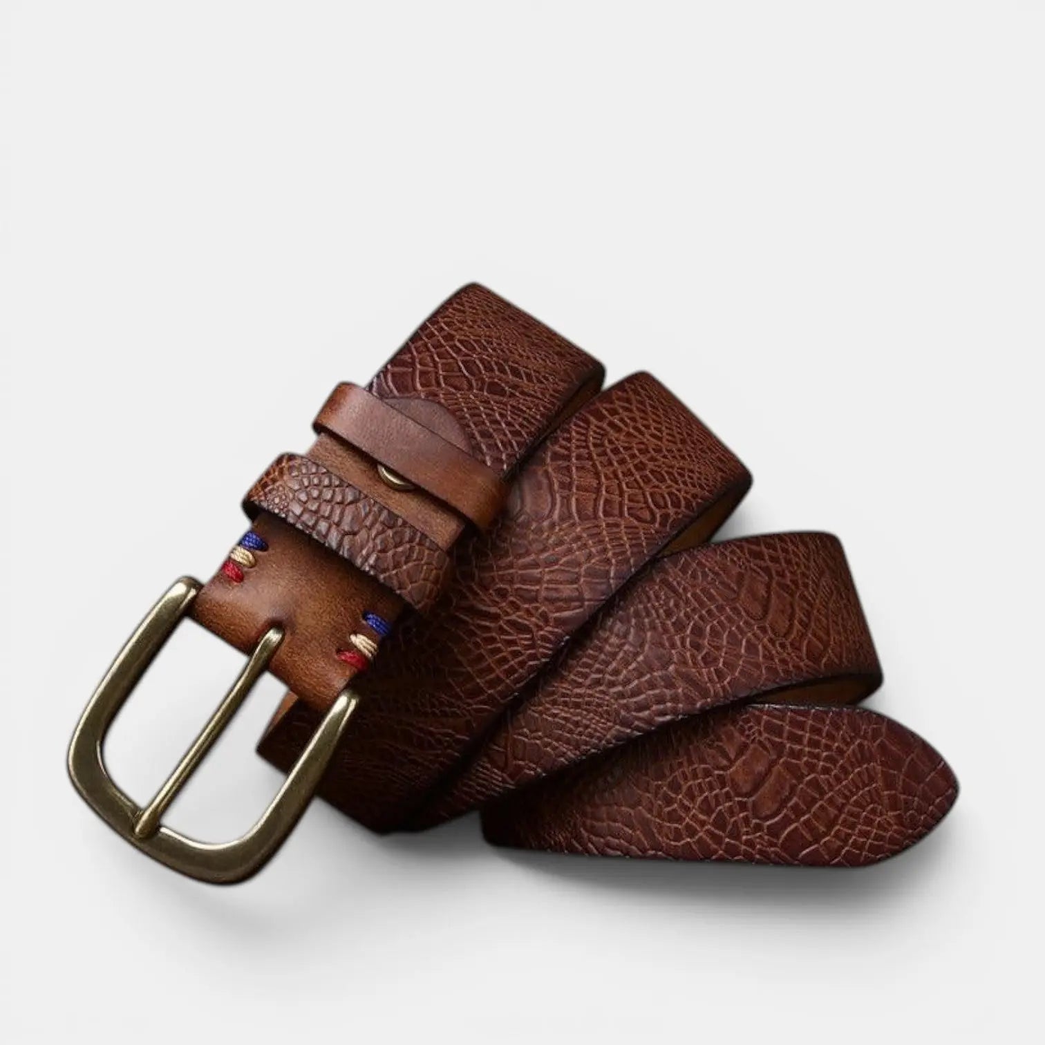 Ceinture Cuir Pleine Fleur Texturé Boucle Laiton Femme | Elvax La Maison de la Ceinture