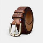Ceinture Cuir Pleine Fleur Texturé Boucle Laiton Femme | Elvax La Maison de la Ceinture