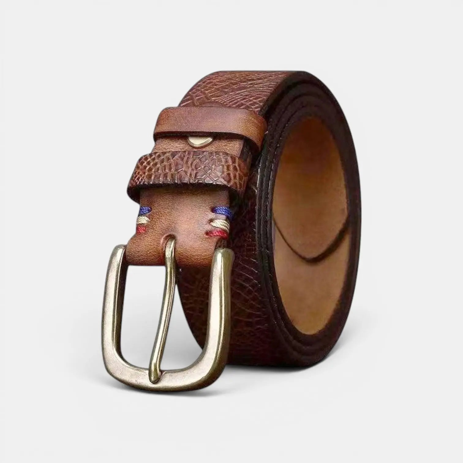 Ceinture Cuir Pleine Fleur Texturé Boucle Laiton Femme | Elvax La Maison de la Ceinture