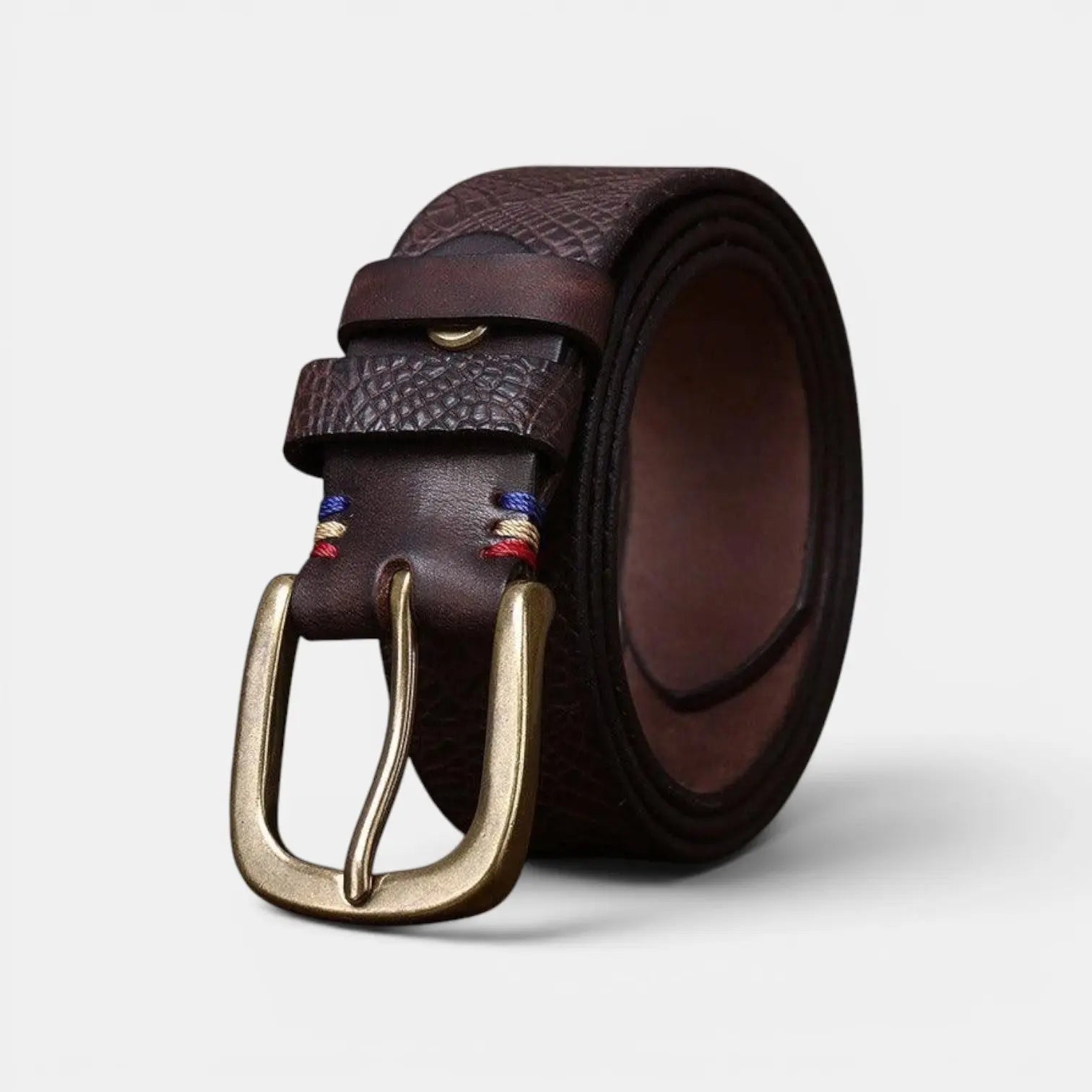 Ceinture Cuir Pleine Fleur Texturé Boucle Laiton Femme | Elvax La Maison de la Ceinture