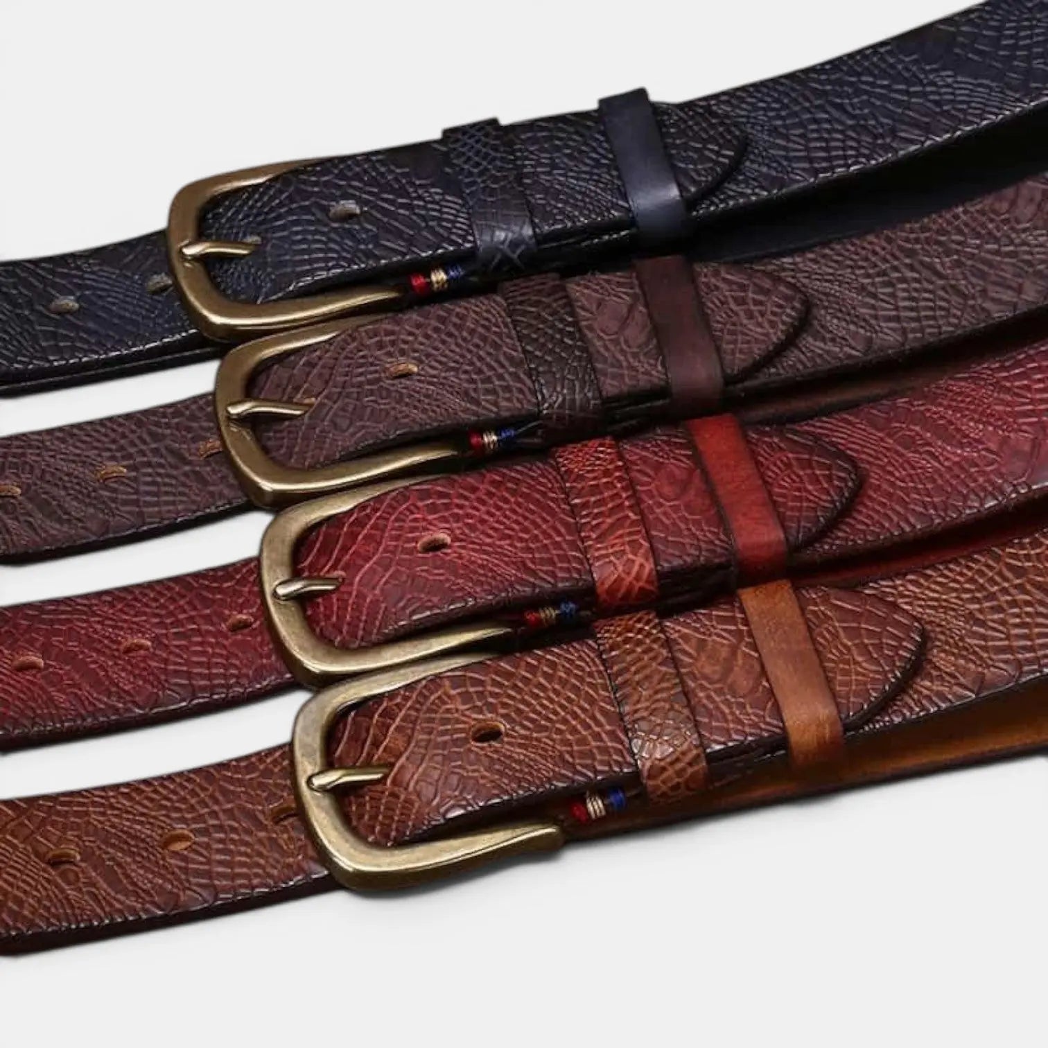 Ceinture Cuir Pleine Fleur Texturé Boucle Laiton Femme | Elvax La Maison de la Ceinture