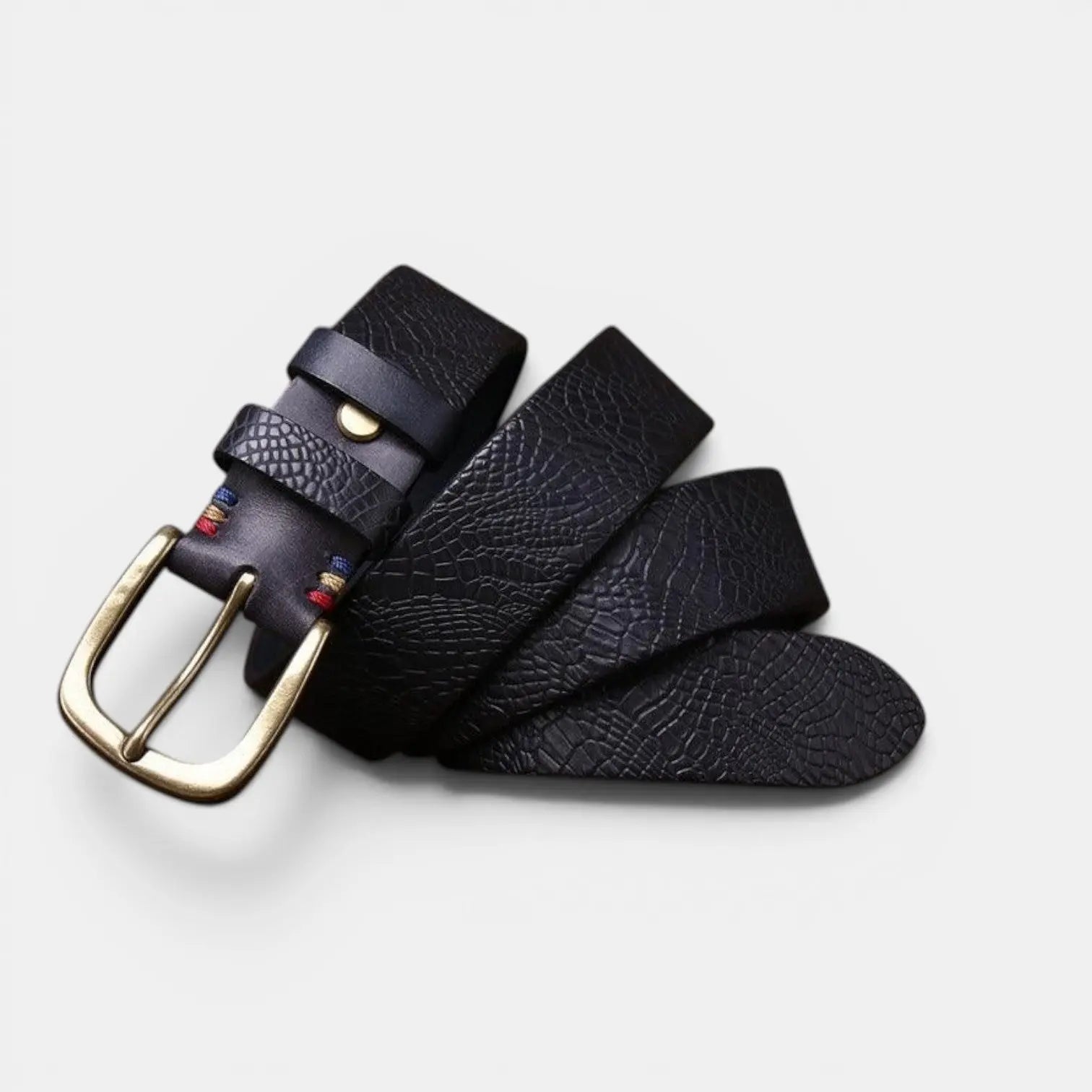 Ceinture Cuir Pleine Fleur Texturé Boucle Laiton Femme | Elvax La Maison de la Ceinture