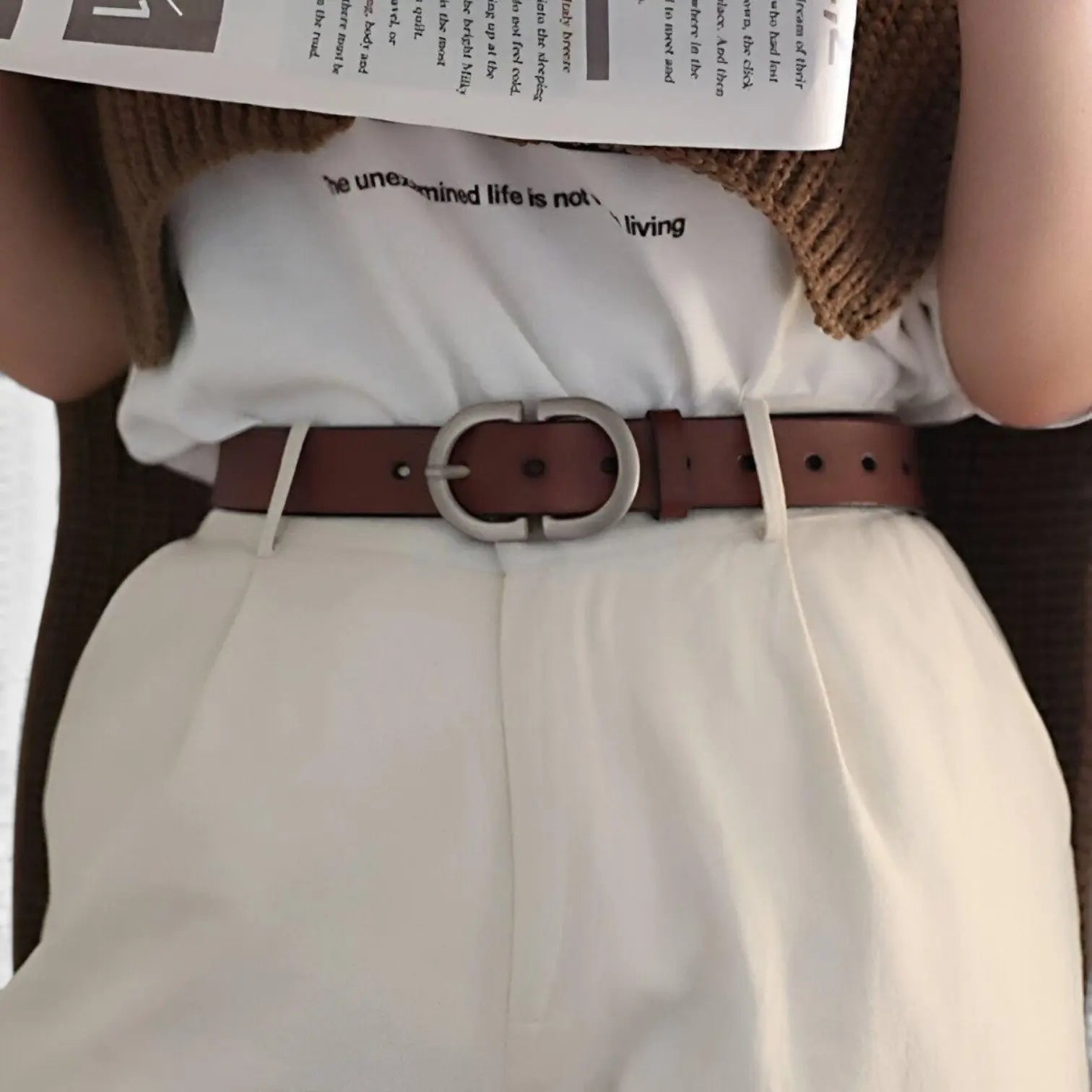Ceinture Cuir Lisse Fine Boucle Ardillon Ovale Femme | Lovar La Maison de la Ceinture