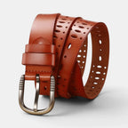 Ceinture Fine Cuir Ajourée Femme Boucle Striée Arrondie | Torvex La Maison de la Ceinture