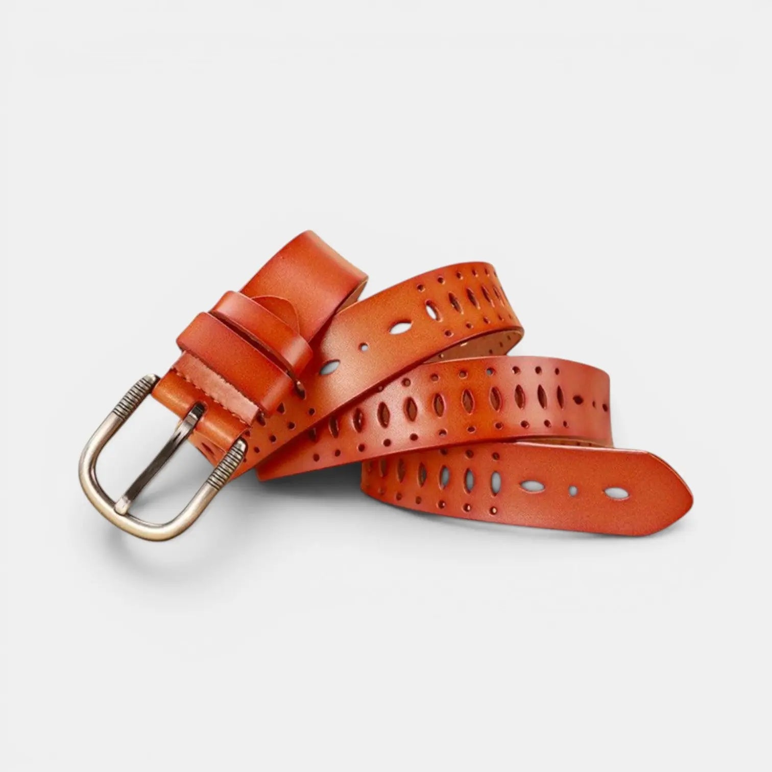 Ceinture Fine Cuir Ajourée Femme Boucle Striée Arrondie | Torvex La Maison de la Ceinture